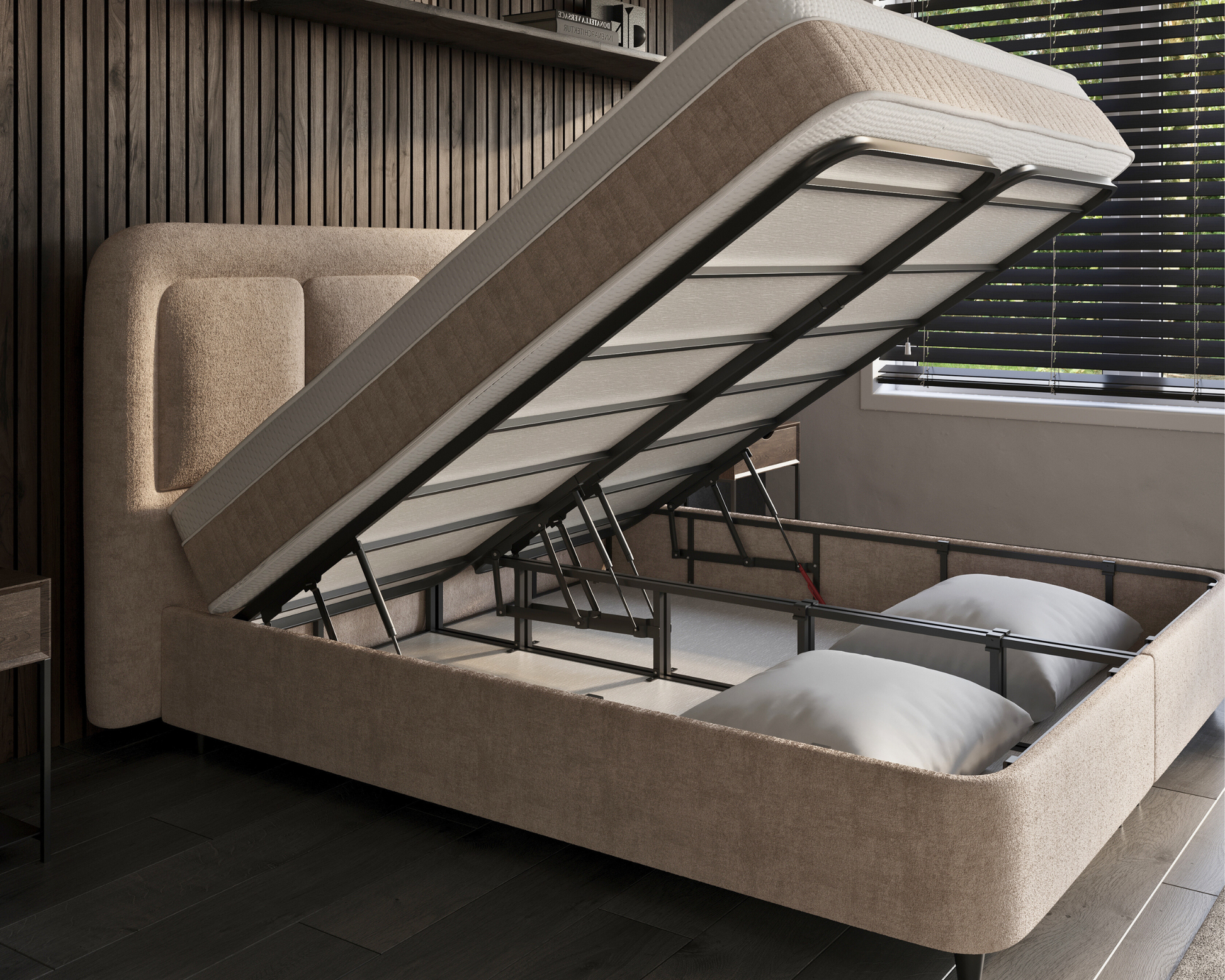 Detail van Velar matras met ingebouwde topper en strakke afwerking