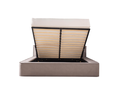 Amore Velvet bed met Opbergruimte + Hybrid Pocket 500 Matras - Nº89 - Taupe/Antra