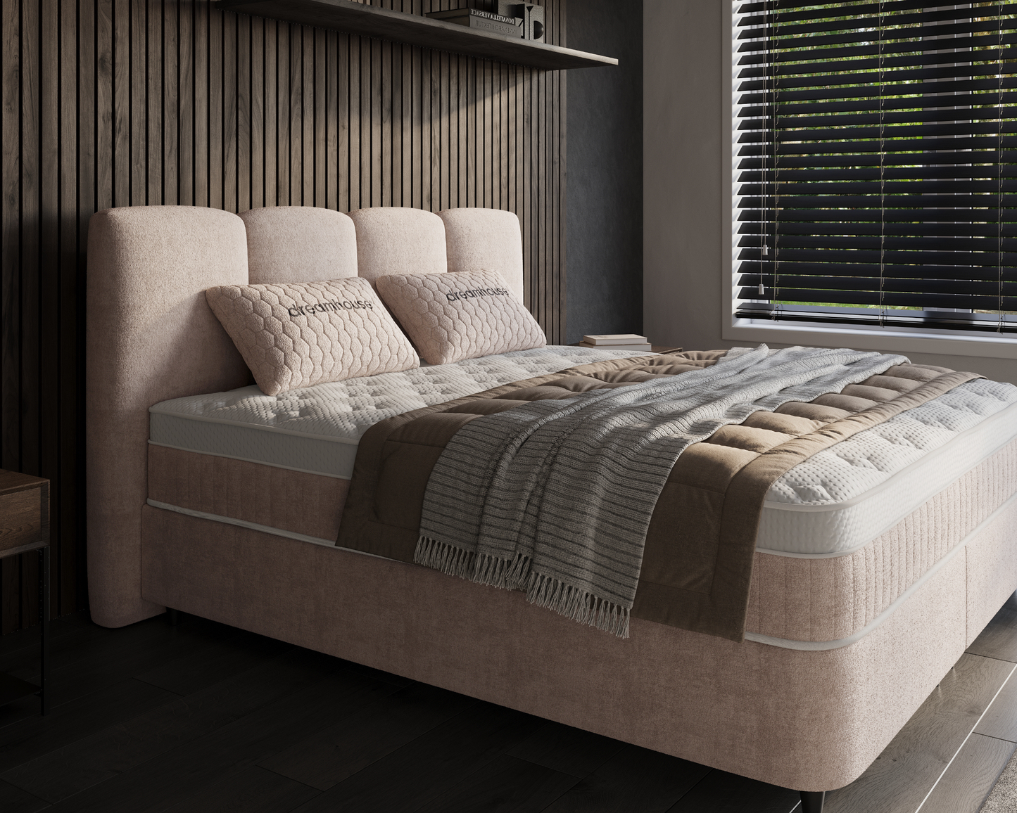 Allure bed met Opbergruimte + Hybrid Pocket 500 Matras  - Nº31 -  Taupe