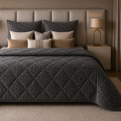 Y-NOT Zomerdekbed Velvet Panther Skin Dark Grey