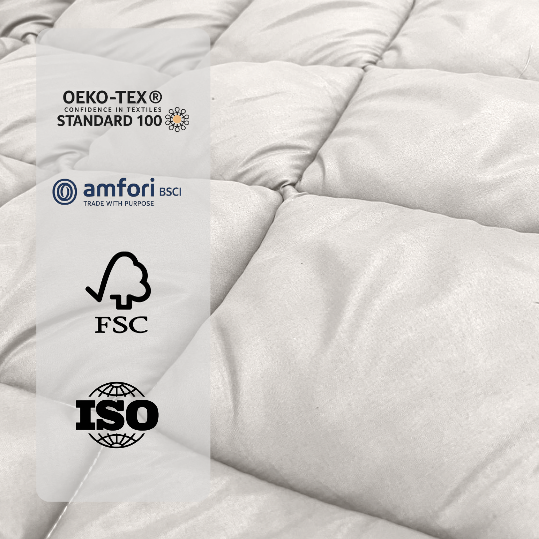 Dekbed Zonder Overtrek 4-Seizoenen Mat Satijn Offwhite