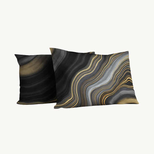 Kussenslopen Mat Satijn Marmer Goud Zwart 60x70 cm 2-Pack