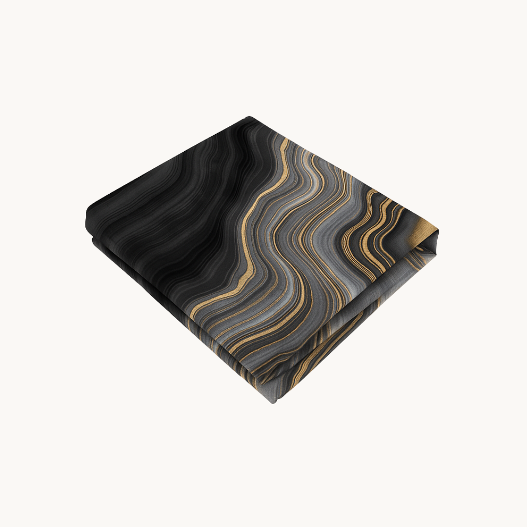 Kussenslopen Mat Satijn Marmer Goud Zwart 60x70 cm 2-Pack