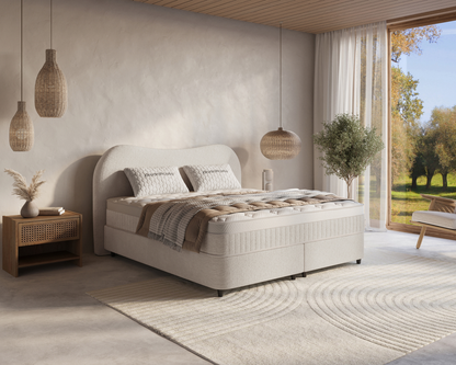 Arcus bed met Opbergruimte + Hybrid Pocket 500 Matras  - Nº29 - Ivory