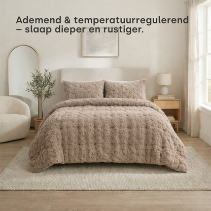 Y-NOT Pom Pom Fur Dekbed Taupe