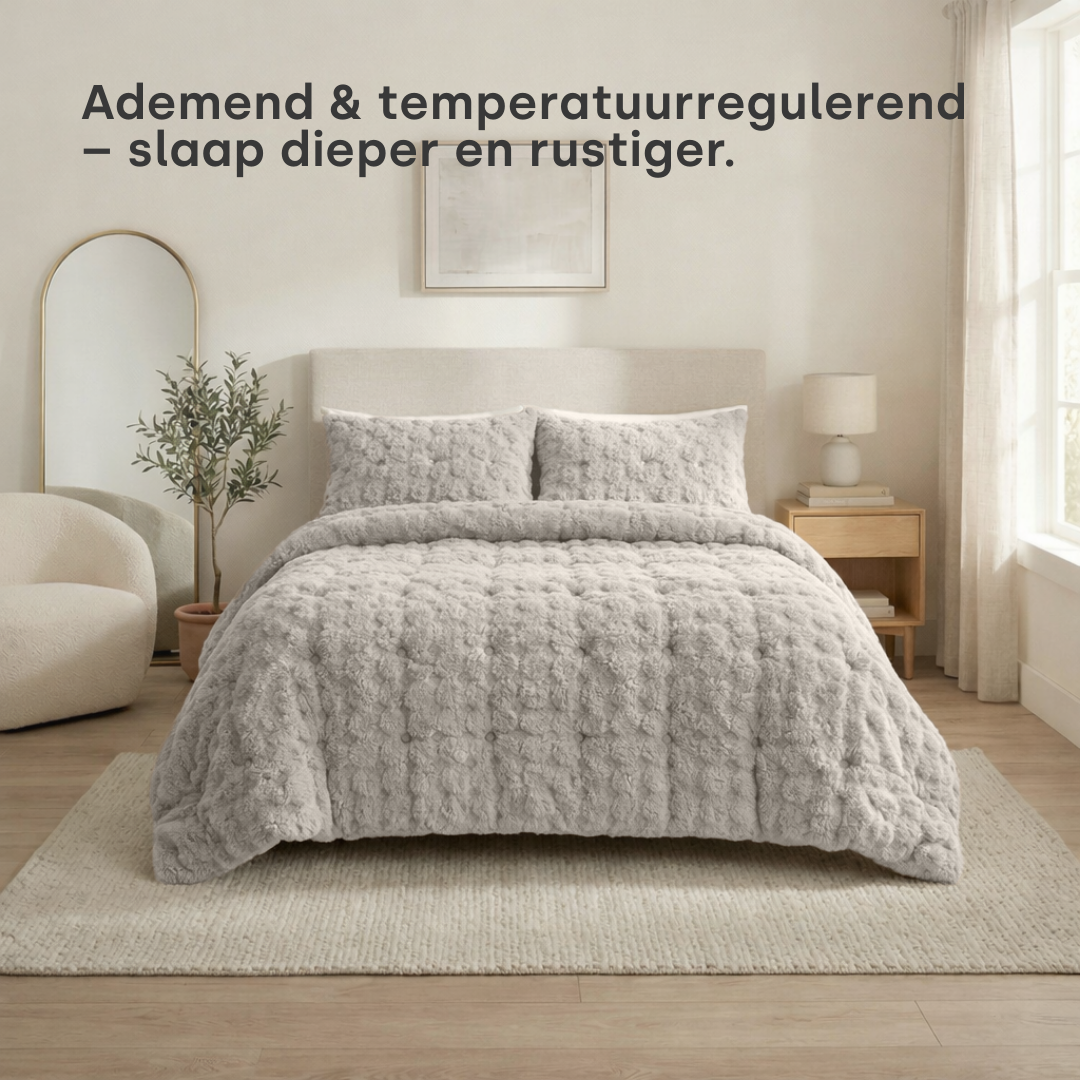 Y-NOT Pom Pom Fur Dekbed Greige