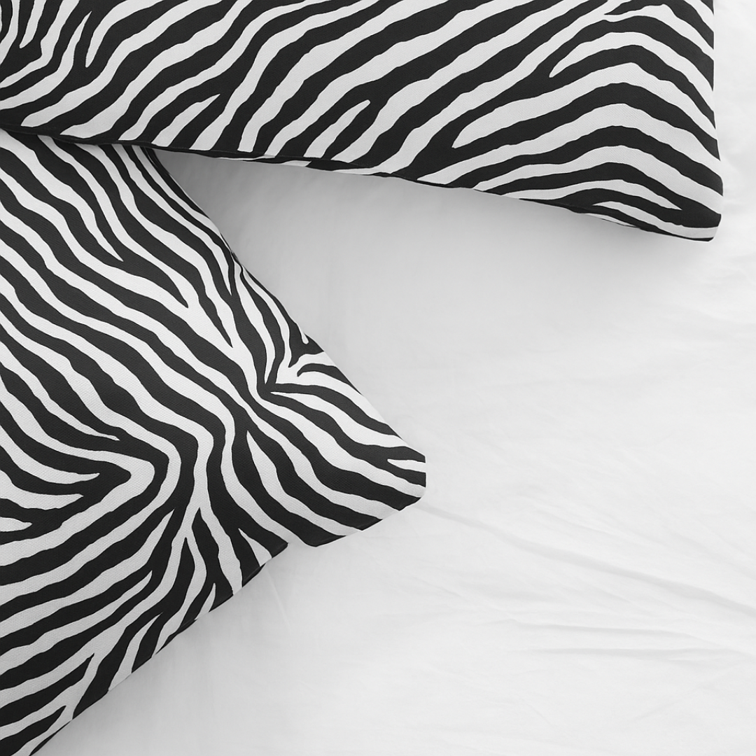 Kussenslopen Mat Satijn Tiger Black Silver 60x70 cm 2-Pack