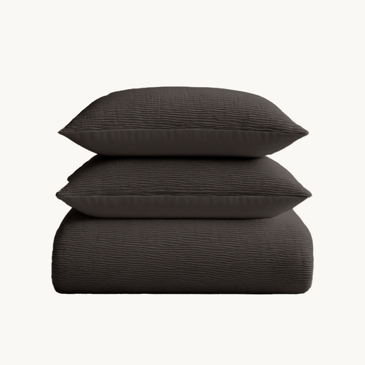 Dekbedovertrek set Micro Mousseline Bruin