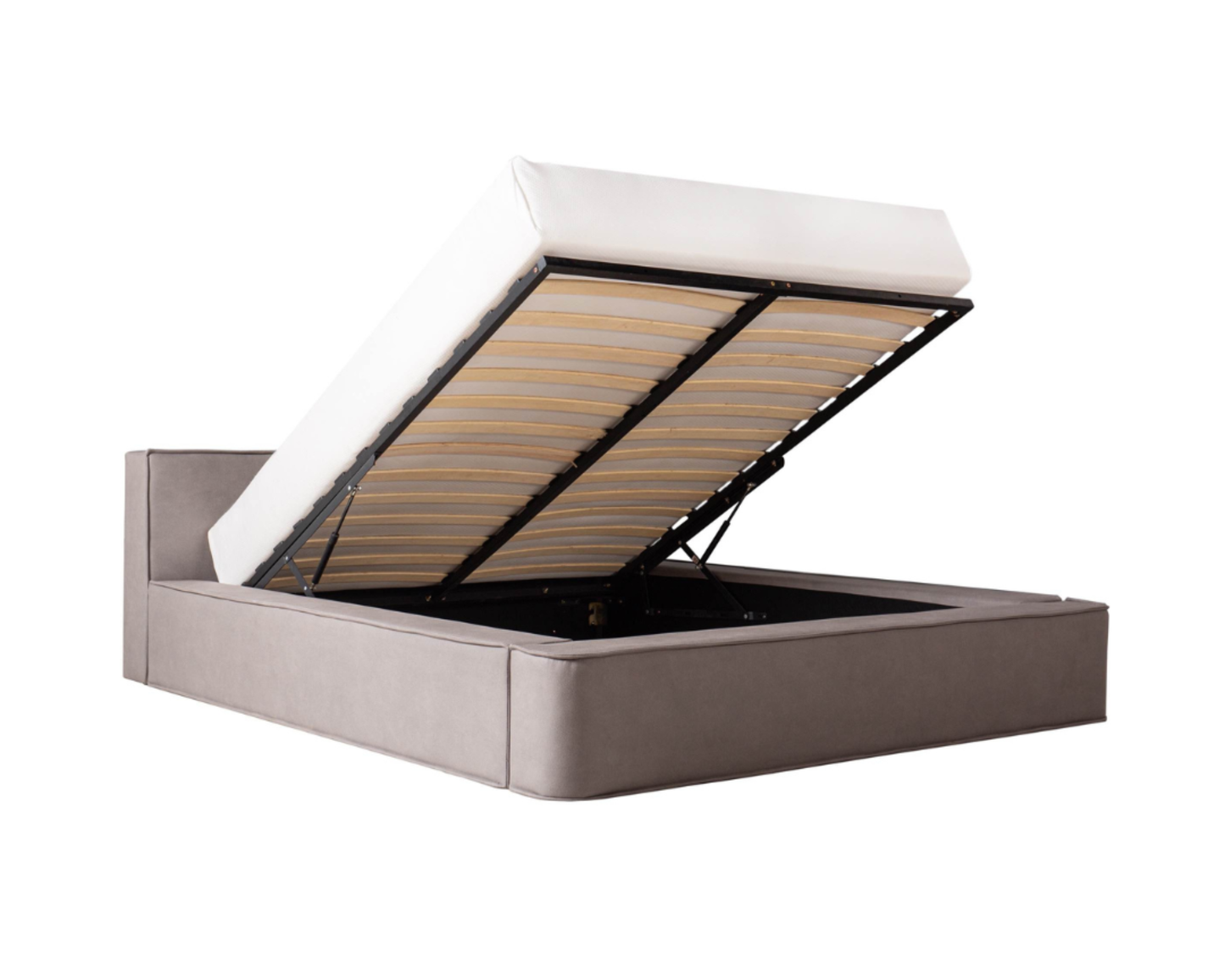 Amore Velvet bed met Opbergruimte + Hybrid Pocket 500 Matras - Nº89 - Taupe/Antra