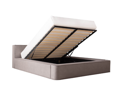 Amore Velvet bed met Opbergruimte + Hybrid Pocket 500 Matras - Nº89 - Taupe/Antra