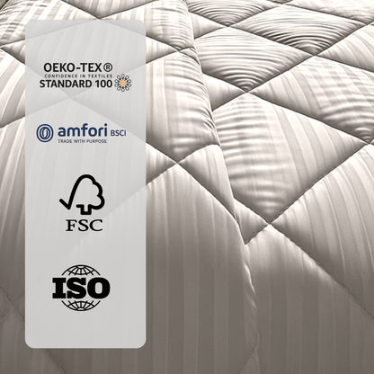 Dekbed Zonder Overtrek Hotel Stripe Satin Taupe/Grey (220cm lang)