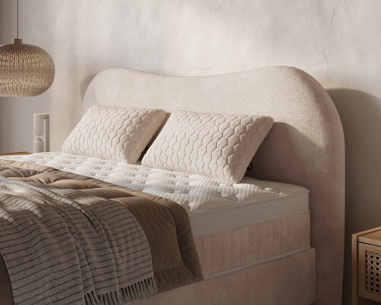 Arcus bed met Opbergruimte + Hybrid Pocket 500 Matras  - Nº06 - Beige