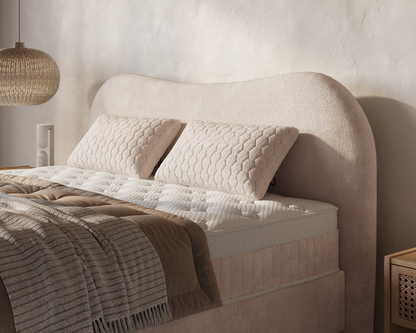 Arcus bed met Opbergruimte + Hybrid Pocket 500 Matras  - Nº06 - Beige