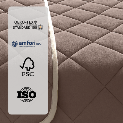 Dekbed Zonder Overtrek Soft Fleece Flanel Taupe / Grey met pearl white bies