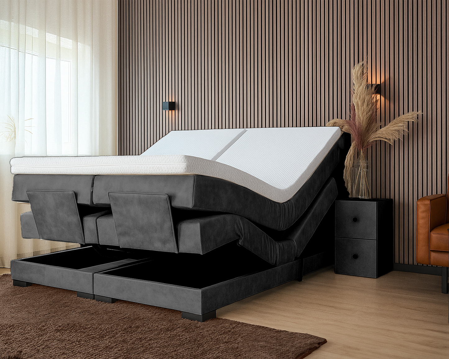 Y-NOT - Elektrische Boxspring - Cleo - Complete set - Nº32 Antraciet