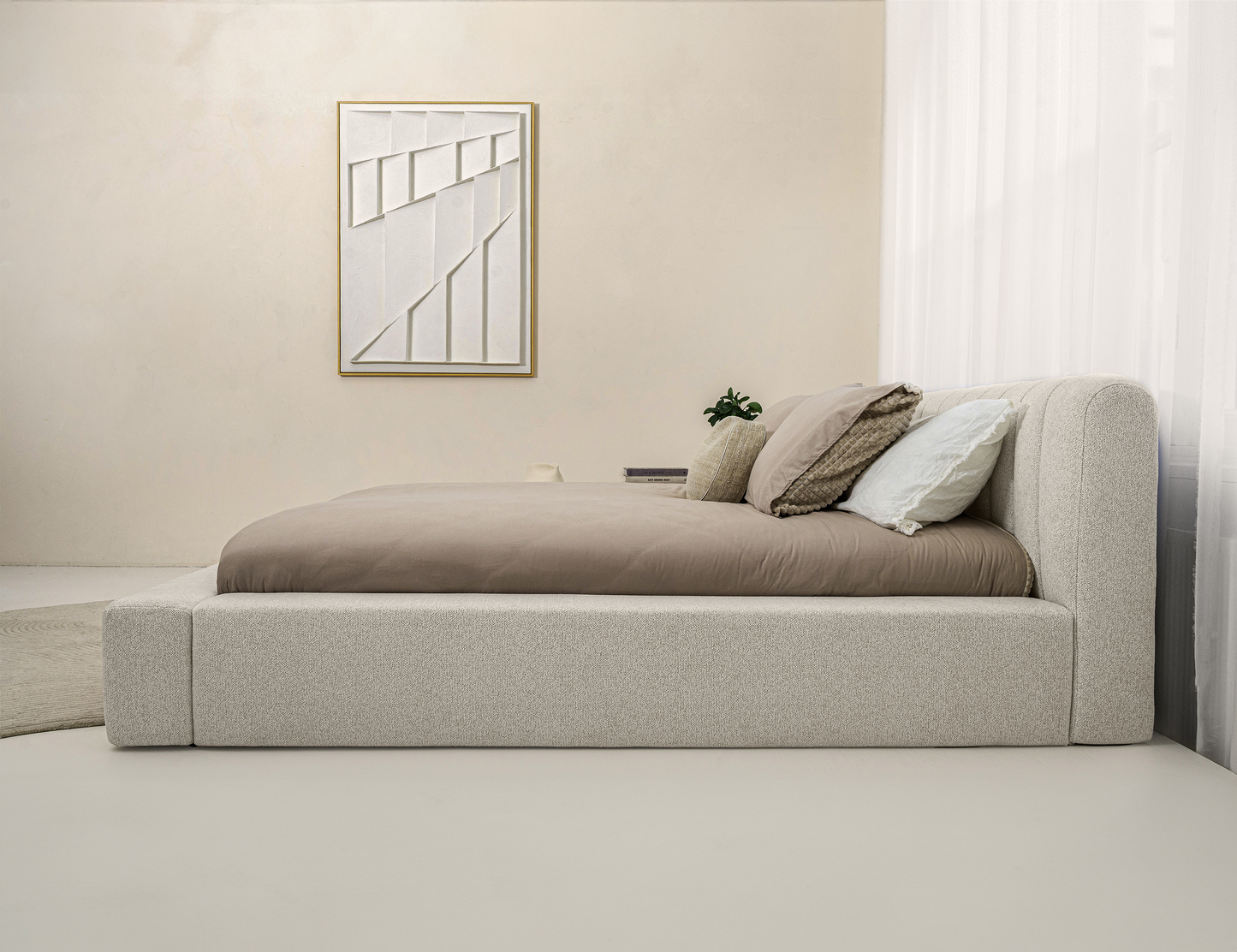 Adore Ledikant Edira Beige - Modern laag zweefbed - Nº11 - Pearl Ivory