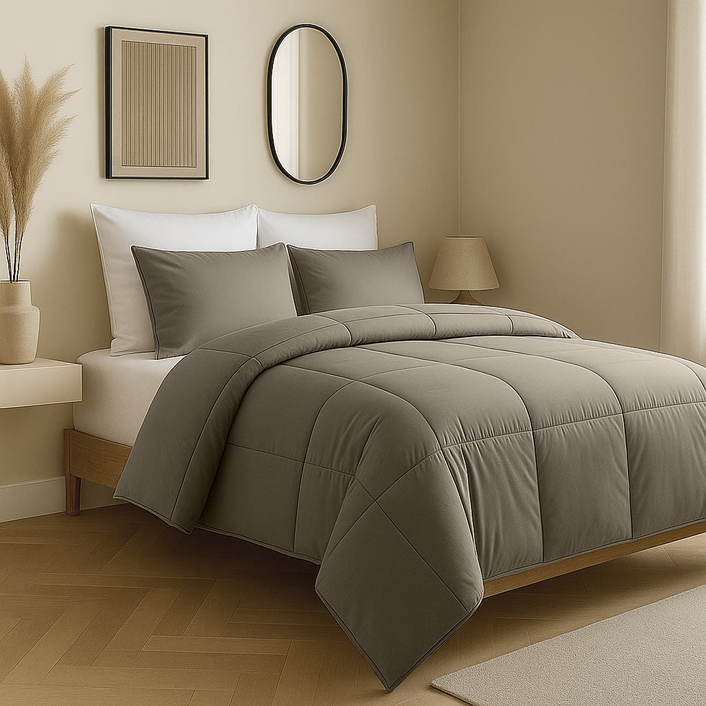 Dekbed Zonder Overtrek Mat Satijn Taupe Laurel Oak