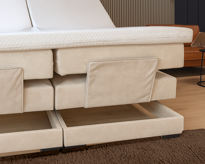 Y-NOT - Elektrische Boxspring - Japandi Rondo - Complete set - Nº29 Ivory