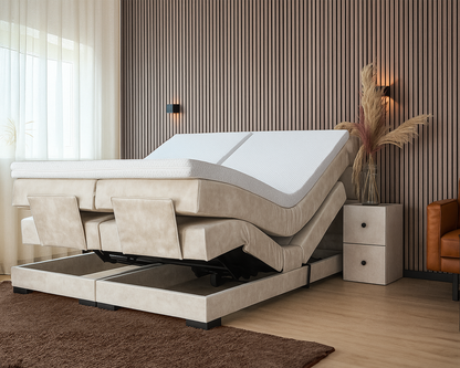 Y-NOT - Elektrische Boxspring - Japandi Rondo - Complete set - Nº29 Ivory