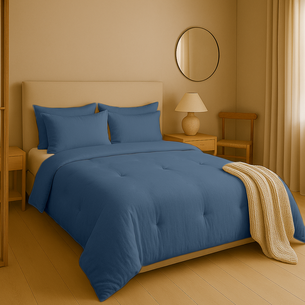 Dekbed Zonder Overtrek Micro Mousseline Petrol