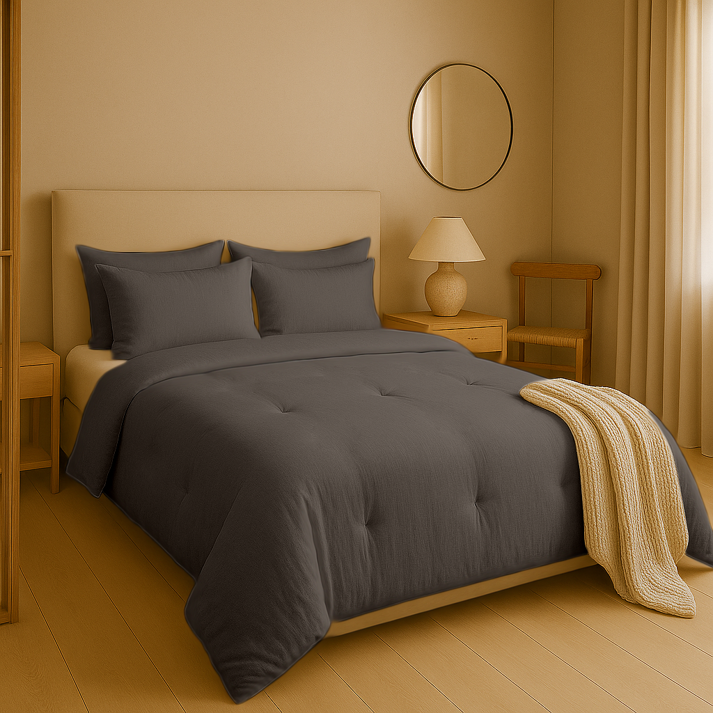 Dekbed Zonder Overtrek Micro Mousseline Bruin