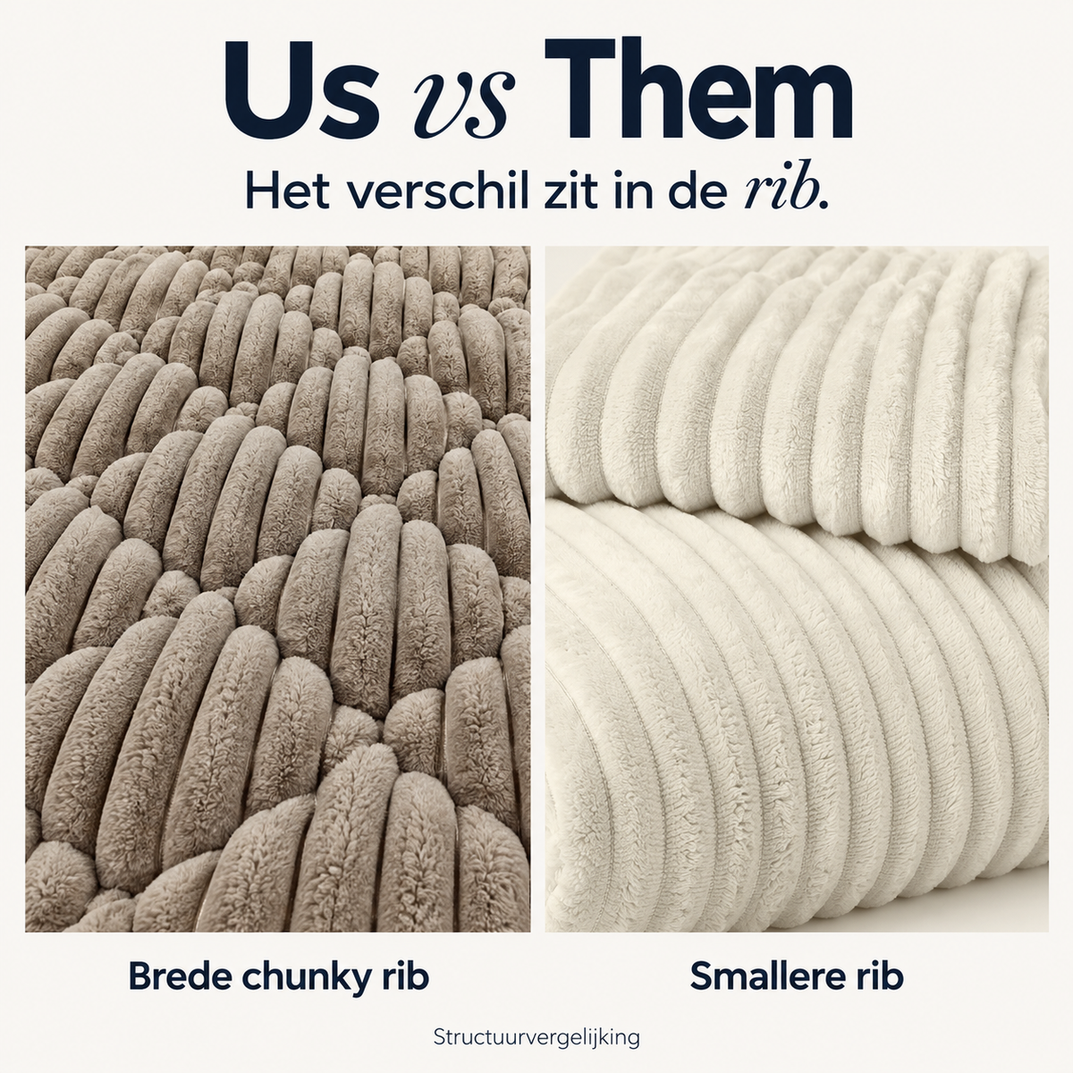 Y-NOT Teddy Chunky Rib Dekbed Cappuccino White
