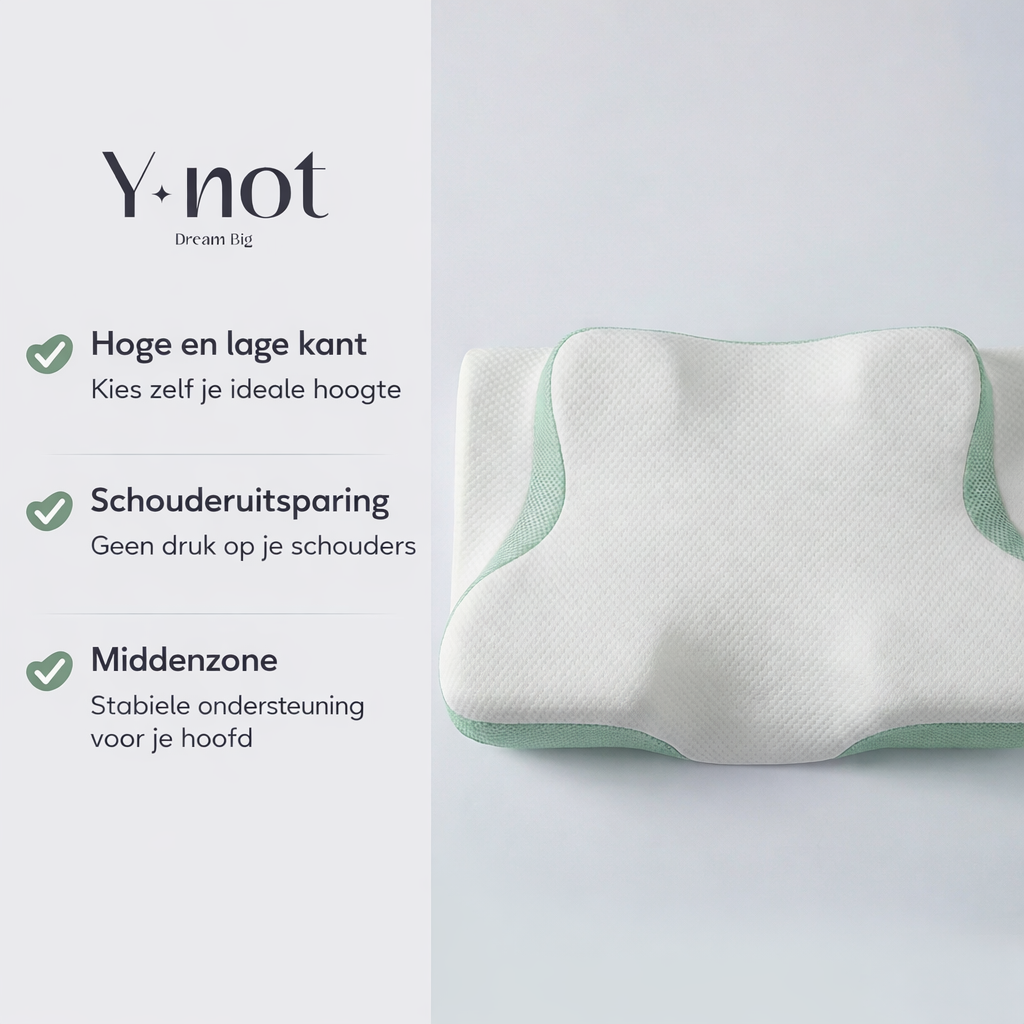 Y NOT Dreampillow Ergonomic kussen met drukverlagende vorm voor zij en rugslapers