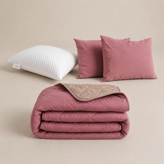 Cooling Comfort Bundel | 1 zomerdekbed + 2 slopen + 1 Cooling Hoofdkussens | Old Pink