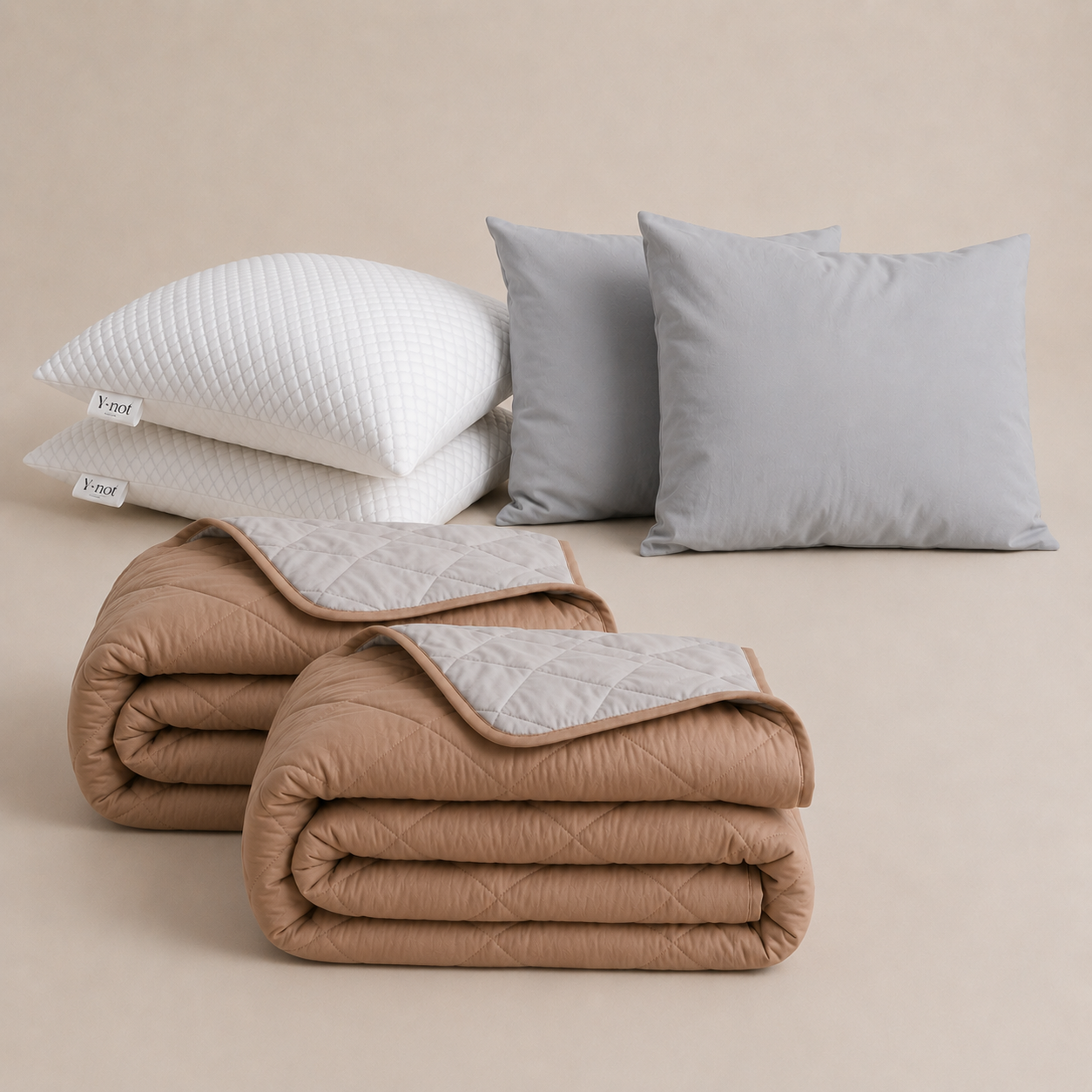 Cooling Comfort Bundel | 2 zomerdekbedden + 2 slopen + 2 Cooling Hoofdkussens | Taupe 140x200