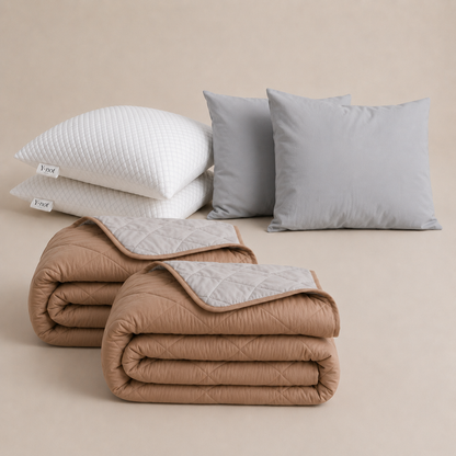 Cooling Comfort Bundel | 2 zomerdekbedden + 2 slopen + 2 Cooling Hoofdkussens | Taupe 140x200