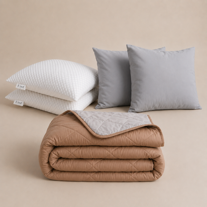 Cooling Comfort Bundel | 1 zomerdekbed + 2 slopen + 2 Cooling Hoofdkussens | Taupe 240x200