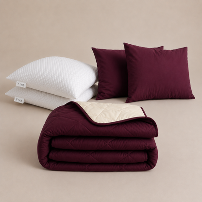 Cooling Comfort Bundel | 1 zomerdekbed + 2 slopen + 2 Cooling Hoofdkussens | Plum 200x200