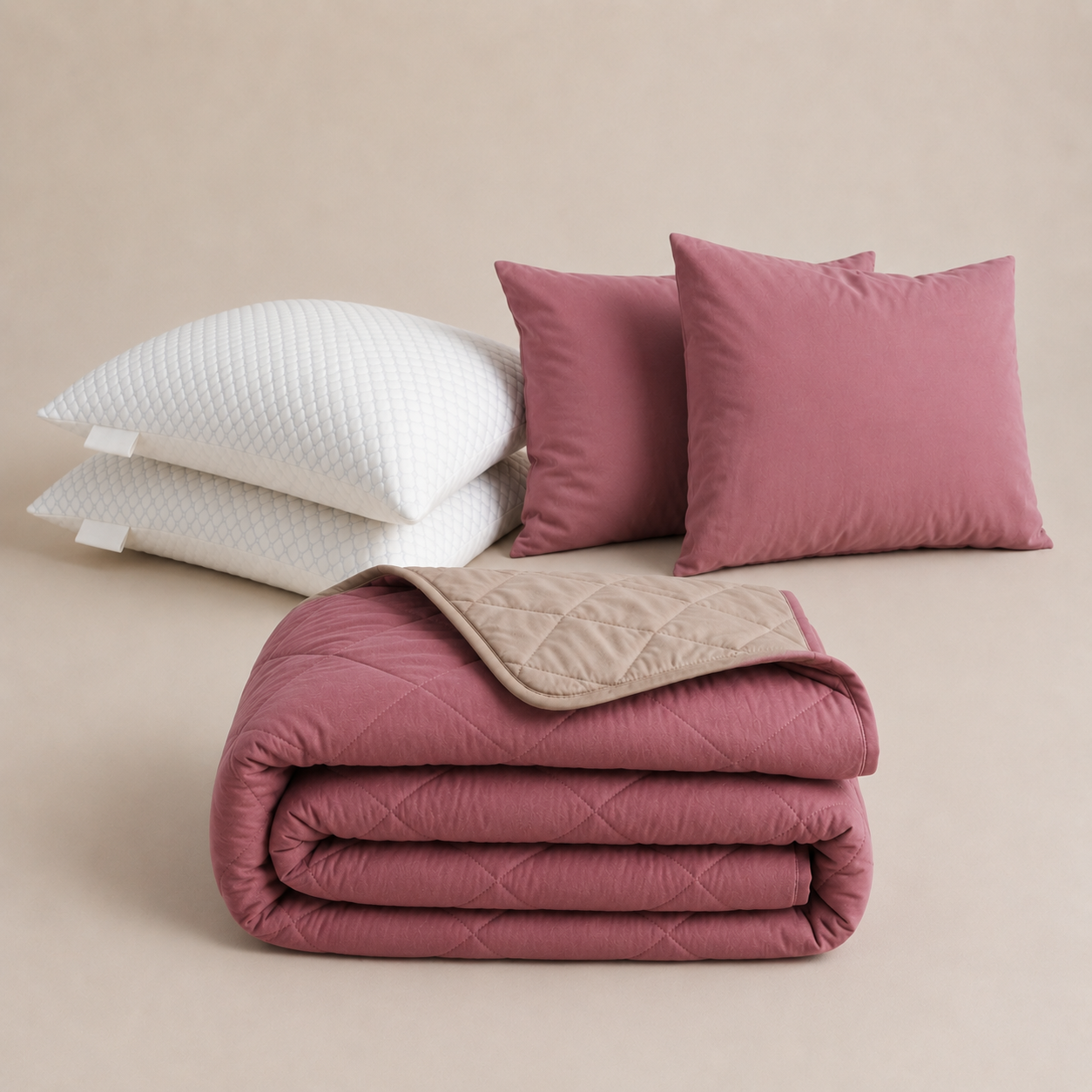Cooling Comfort Bundel | 1 zomerdekbed + 2 slopen + 2 Cooling Hoofdkussens | Old Pink 240x200