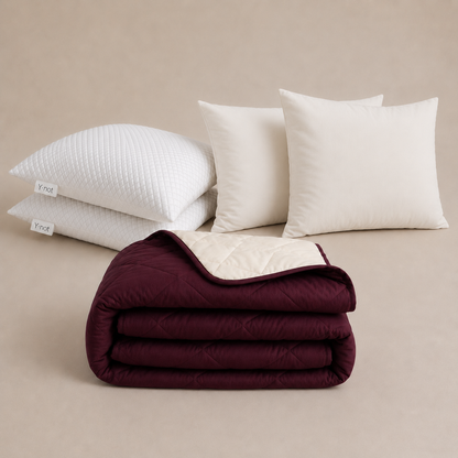 Cooling Comfort Bundel | 1 zomerdekbed + 2 slopen + 2 Cooling Hoofdkussens | Plum
