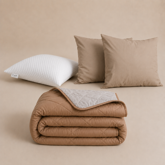 Cooling Comfort Bundel | 1 zomerdekbed + 2 slopen + 1 Cooling Hoofdkussens | Taupe