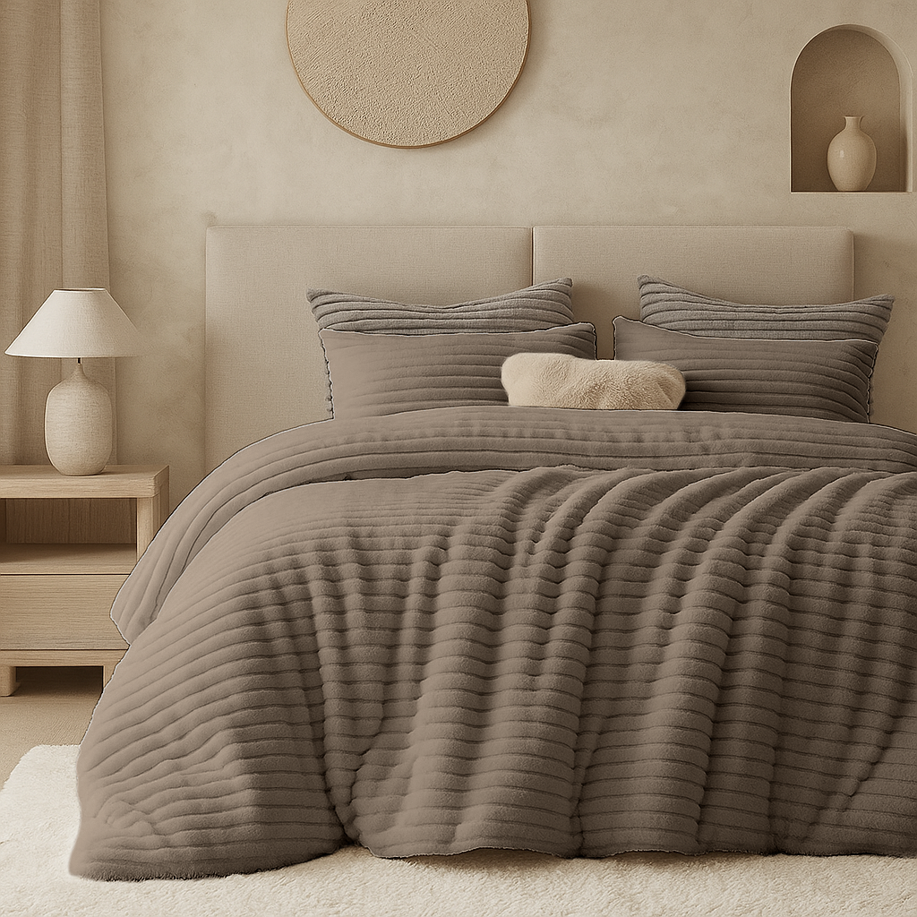Dekbedovertrek Teddy Chunky Rib™ Iced Coffee Taupe