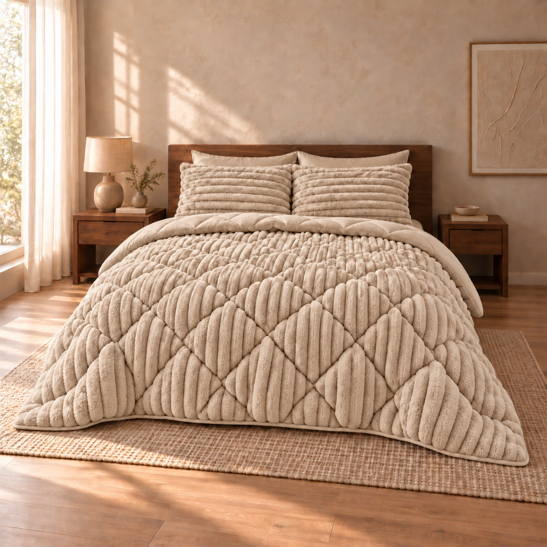 Y-NOT Teddy Chunky Rib Dekbed Sand