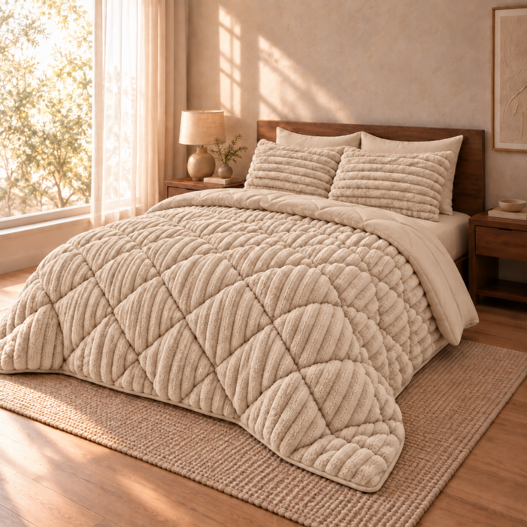Y-NOT Teddy Chunky Rib Dekbed Sand