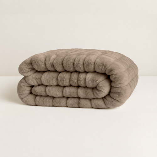 Y-NOT Teddy Chunky Rib Dekbed Iced Coffee Taupe