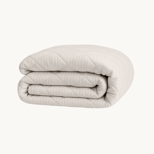 Dekbed Zonder Overtrek Hotel Stripe Satin Offwhite  (220cm lang)