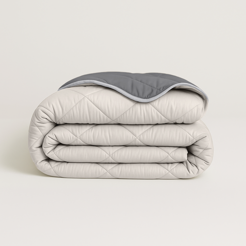 Dekbed Zonder Overtrek Mat Satijn Grey / Offwhite (220cm lang)