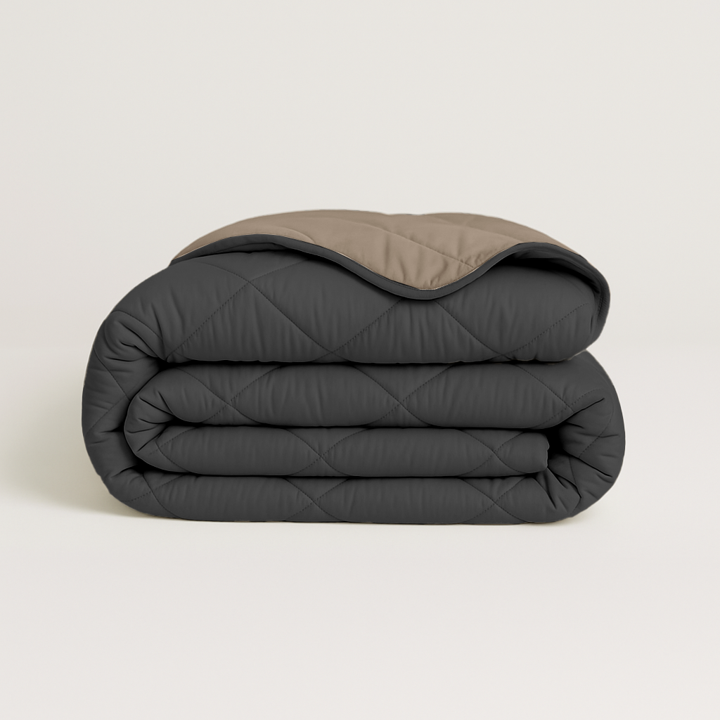 Dekbed Zonder Overtrek Mat Satijn Taupe / Antra (220cm lang)