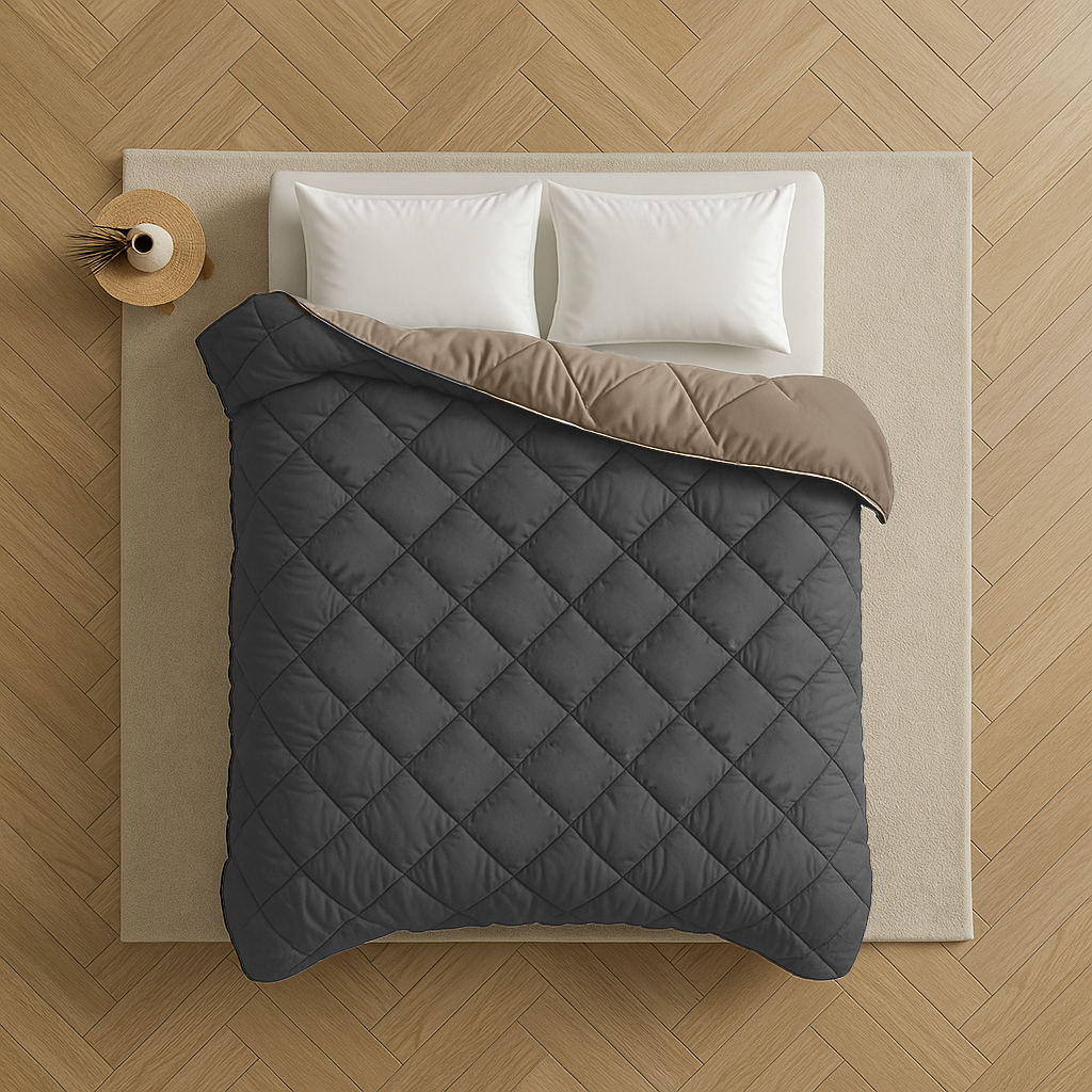 Dekbed Zonder Overtrek Mat Satijn Taupe / Antra (220cm lang)