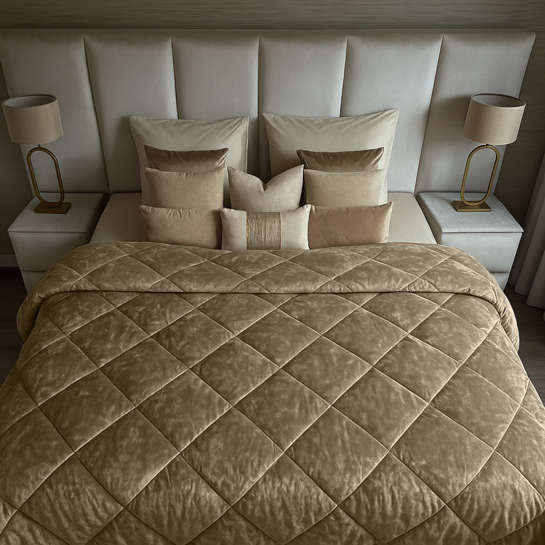 Dekbed Zonder Overtrek Velvet Chenille Taupe/Grey