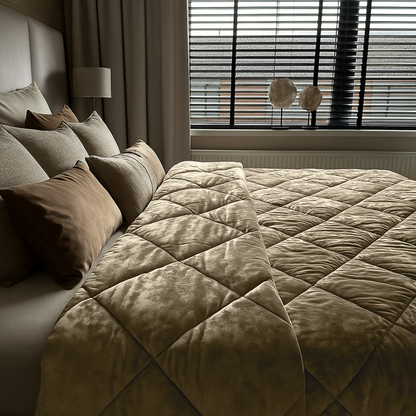 Dekbed Zonder Overtrek Velvet Chenille Taupe/Grey