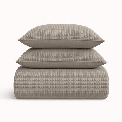 Dekbedovertrek set Waffle Taupe