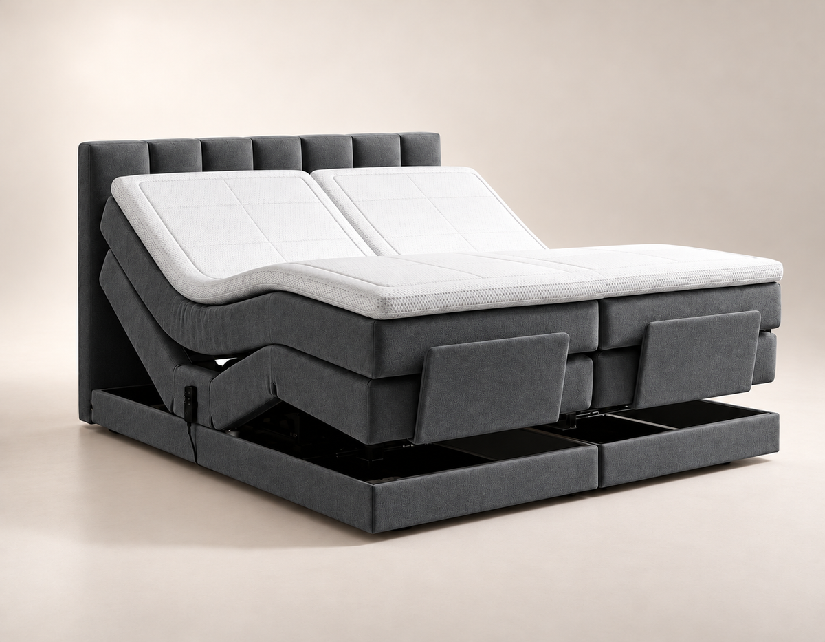 Y-NOT - Elektrische Boxspring - Lumière - Complete set - Nº19 Caviar Dark Gray