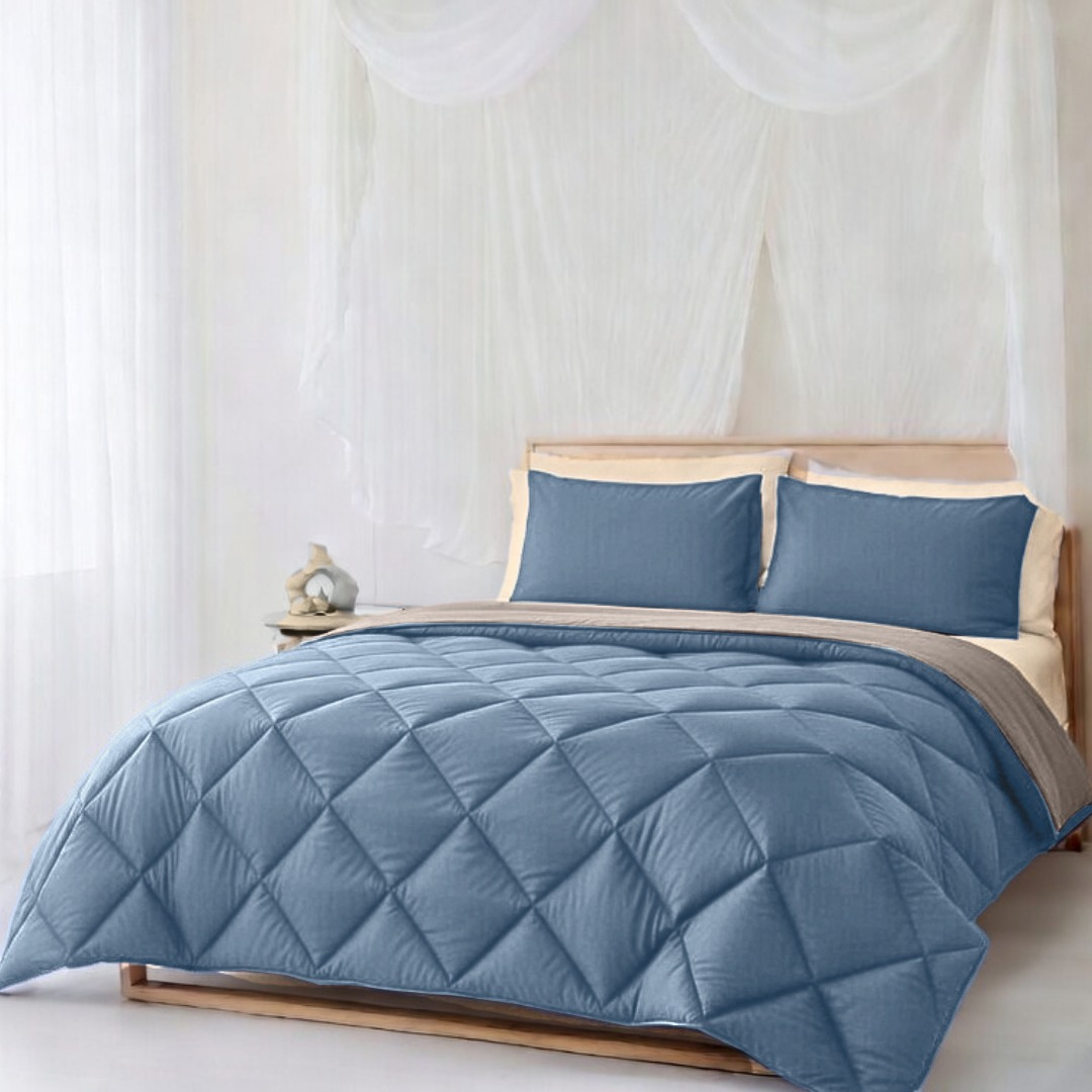 Y-NOT All Year Dekbed Bluestone / Taupe