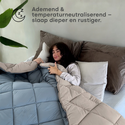 Y-NOT All Year Dekbed Bluestone / Taupe
