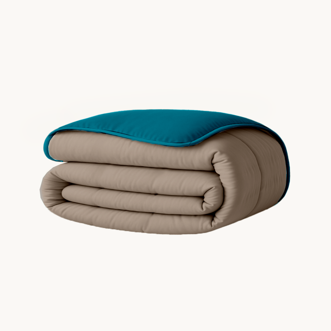 Dekbed zonder Overtrek Mat Satijn™ Taupe / Petrol